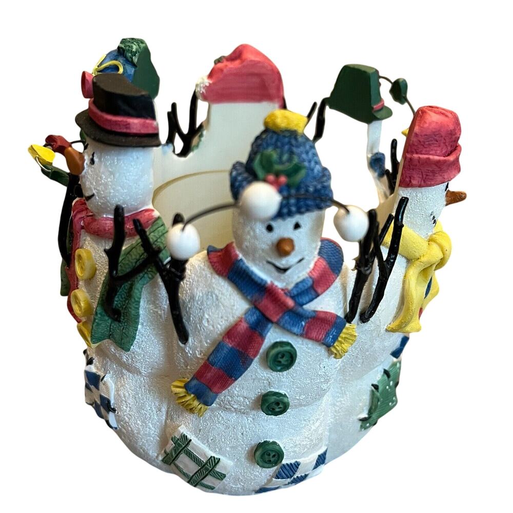 Avon Snowy Folks Candle Holder Holiday Votive Tealight Figural Snowman Box